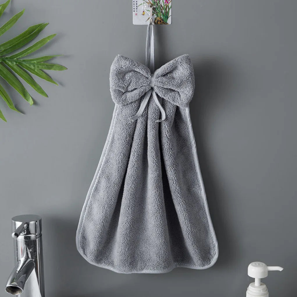 Bow Charm Coral Velvet Towels