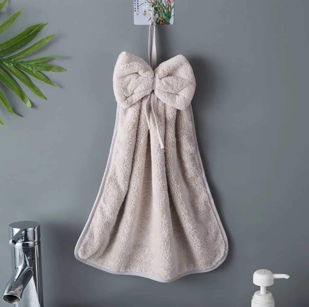 Bow Charm Coral Velvet Towels