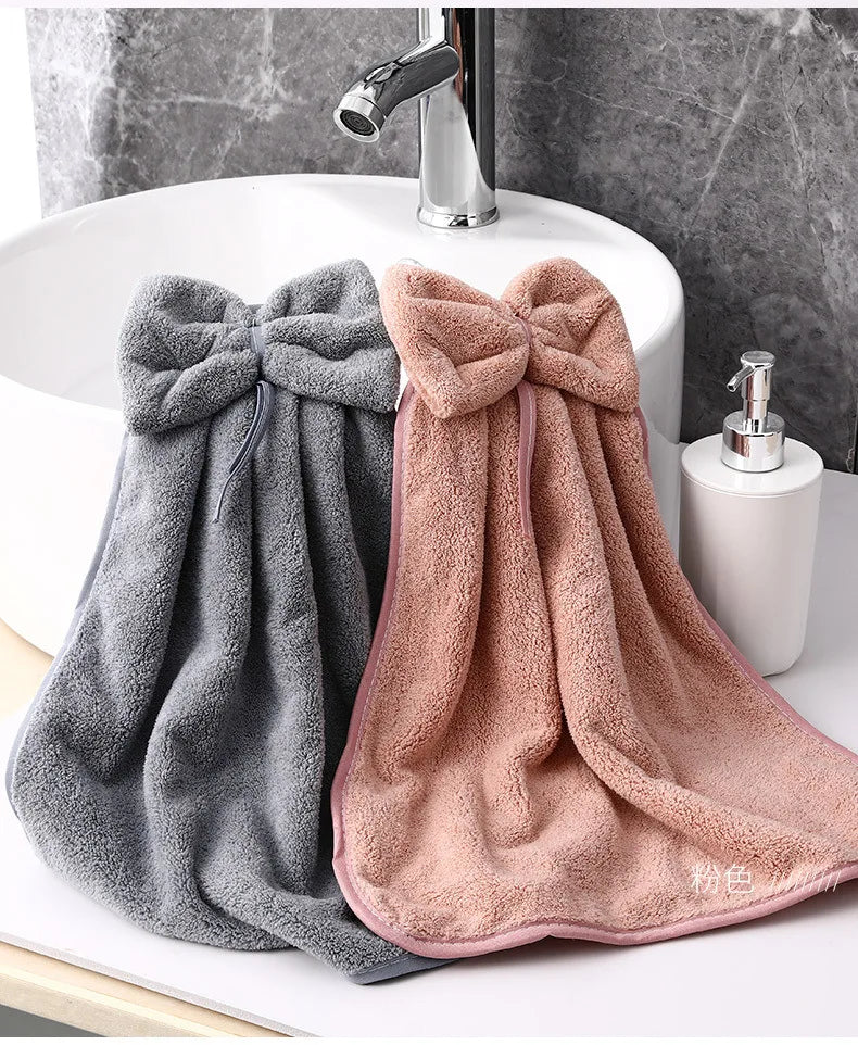 Bow Charm Coral Velvet Towels