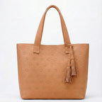 Smile Embossed Leather Tote