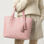 Smile Embossed Leather Tote
