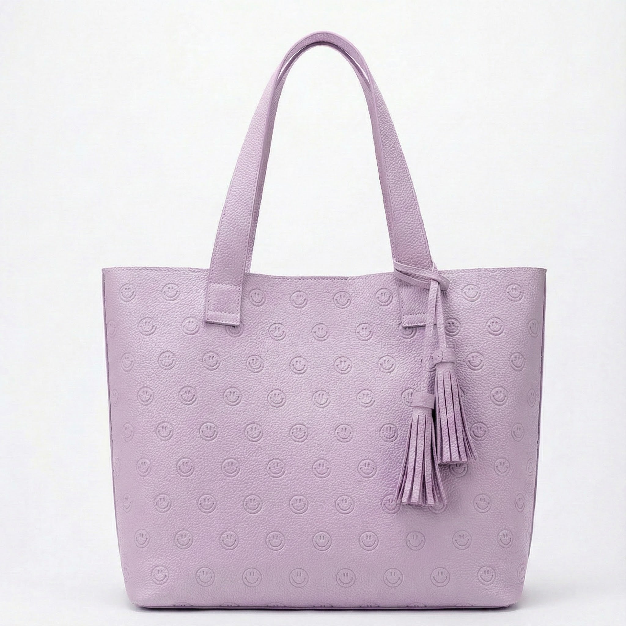 Smile Embossed Leather Tote