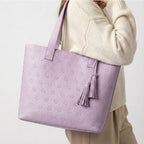 Smile Embossed Leather Tote