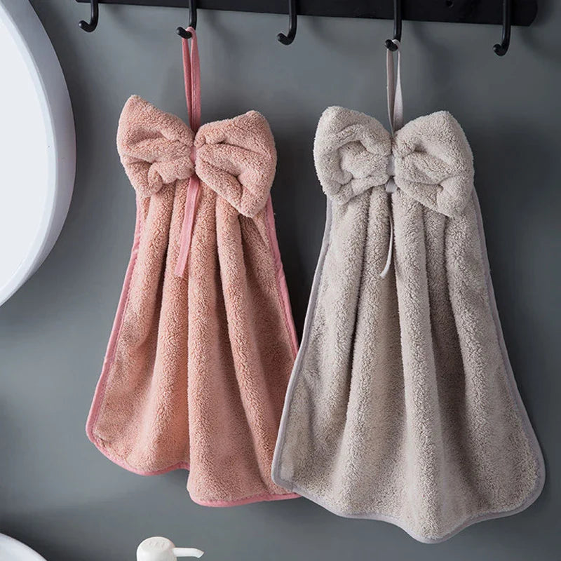 Bow Charm Coral Velvet Towels