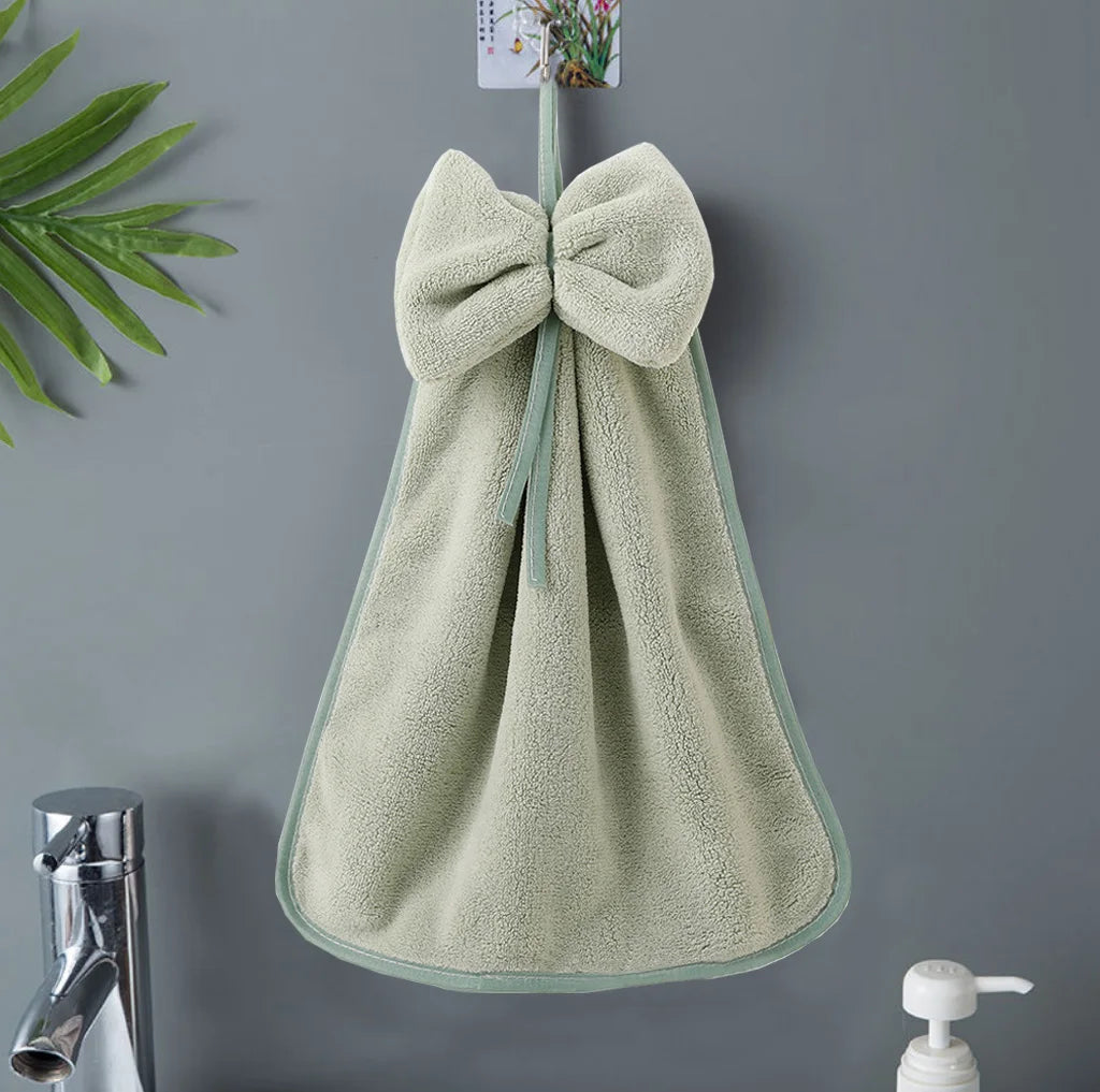 Bow Charm Coral Velvet Towels